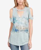 Jessica Simpson Juniors' Ula Desert Cold-shoulder Graphic T-shirt