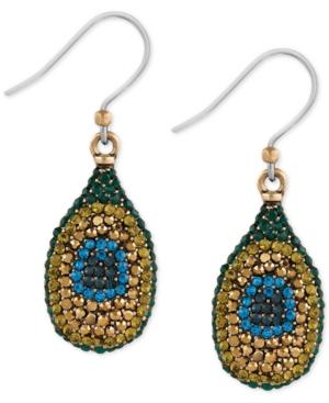 Lucky Brand Gold-tone Peacock Pave Drop Earrings