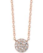 Unwritten Cubic Zirconia Cluster Disc Pendant Necklace In Rose Gold-flashed Sterling Silver 16 + 2 Extender