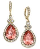 Givenchy Gold-tone Pave & Pink Stone Drop Earrings