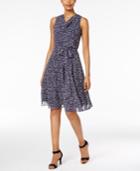 Jessica Howard Petite Printed Sash A-line Dress