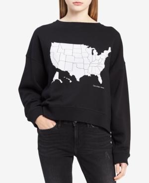 Calvin Klein Jeans Cotton High-low Graphic Sweatshirt