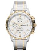 Fossil Watch, Men's Chronograph Dean Two-tone Stainless Steel Bracelet 45mm Fs4795