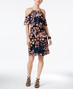 Thalia Sodi Printed Flutter-sleeve Necklace Dress, Only At Macy's