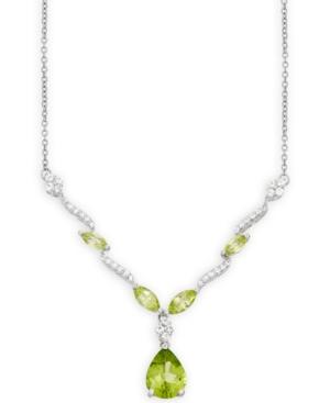 Peridot (2 Ct. T.w.) And White Topaz (1/2 Ct. T.w.) Pendant Necklace In Sterling Silver