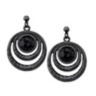 2028 Black-tone Black Double Circle Drop Earrings