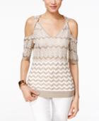 Inc International Concepts Printed Cold-shoulder Sweater, Only At Macy's