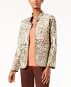 Alfred Dunner Petite Cactus Ranch Printed Open-front Jacket