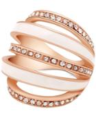 Guess Rose Gold-tone Pave And Stone Drama Ring