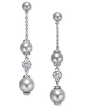 Kate Spade New York Silver-tone Imitation Pearl And Crystal Linear Drop Earrings