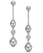 Kate Spade New York Silver-tone Imitation Pearl And Crystal Linear Drop Earrings