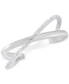 Swarovski Silver-tone Crystal Dust Crossed Cuff Bracelet