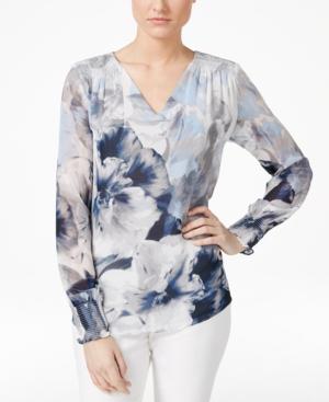 Calvin Klein Floral-print Peasant Blouse