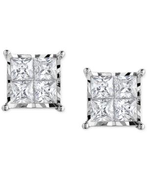 Trumiracle Diamond Quad Stud Earrings (1/2 Ct. T.w.) In 14k White Gold