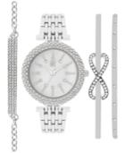 Inc International Concepts Women's Silver-tone Bangle Bracelet Watch Gift Set 34mm In002slv, Only At Macy's