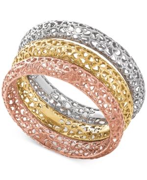 3-pc. Set Tricolor Stacking Rings In 10k Gold, White Gold & Rose Gold