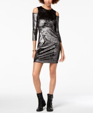 Armani Exchange Velvet Cold-shoulder Sheath Dress
