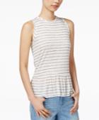 Maison Jules Striped Peplum Top, Only At Macy's