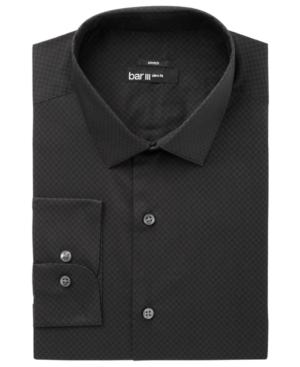 Bar Iii Men's Slim-fit Stretch Easy-care Black Circle Dot Print Dress Shirt, Created For Macy's