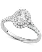 Macy's Star Signature Diamond Halo Engagement Ring (1 Ct. T.w.) In 14k White Or Yellow Gold