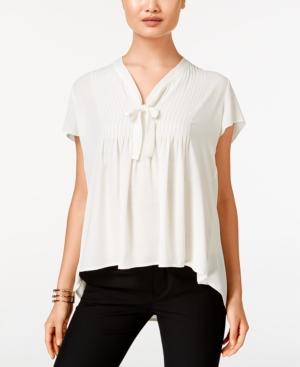 Cece Pleated Tie-neck Blouse