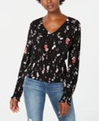 American Rag Juniors' Printed V-neck Blouse, Created For Macy's