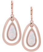 Anne Klein Rose Gold-tone Pink Stone Orbital Drop Earrings, Created For Macy's