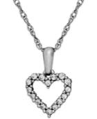 Diamond Heart Pendant Necklace In 14k White Gold (1/10 Ct. T.w.)