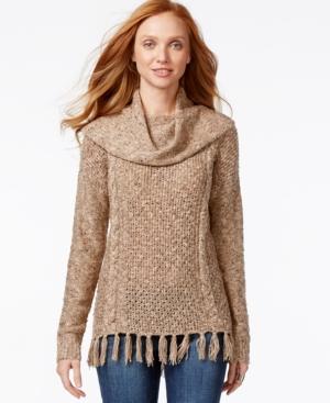G.h. Bass & Co. Cowl-neck Fringe Sweater