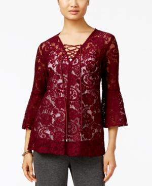Eci Lace Peasant Blouse