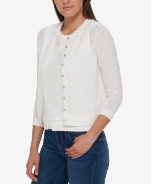 Tommy Hilfiger Lace-front Cardigan, Only At Macy's