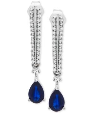Sapphire (1 Ct. T.w.) And Diamond (1/5 Ct. T.w.) Drop Earrings In 14k White Gold