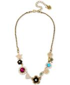 Betsey Johnson Gold-tone Multi-charm Link Collar Necklace