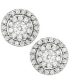 Diamond Halo Cluster Earrings (1 Ct. T.w.) In 14k White Gold