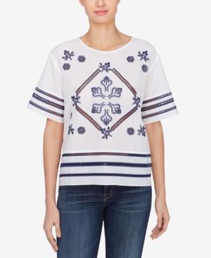 Catherine Malandrino Daisy Embroidered Eyelet Top