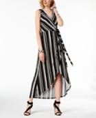I.n.c. Striped Faux-wrap Dress, Created For Macy's