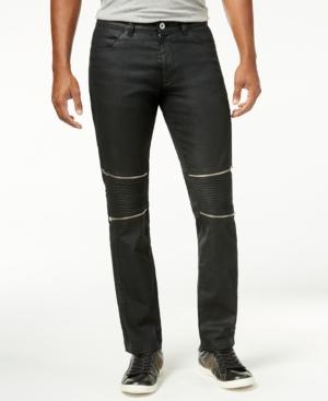 Calvin Klein Ck One Men's Slim-fit Black-wash Multi-zipper Jeans