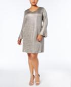 Connected Plus Size Metallic Bell-sleeve Dress