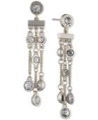 Dkny Crystal & Logo Triple-row Linear Drop Earrings, Created For Macy's