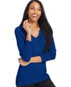 Jm Collection Petite V-neck Button-sleeve Sweater, Only At Macy's