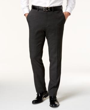 Kenneth Cole Reaction Men's Charcoal Plaid Slim-fit Dress Pants