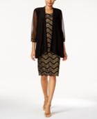 R & M Richards Petite Metallic Knit Dress And Jacket