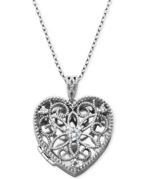 Giani Bernini Cubic Zirconia Openwork Filigree Heart Locket 18 Pendant Necklace, Created For Macy's