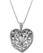 Giani Bernini Cubic Zirconia Openwork Filigree Heart Locket 18 Pendant Necklace, Created For Macy's