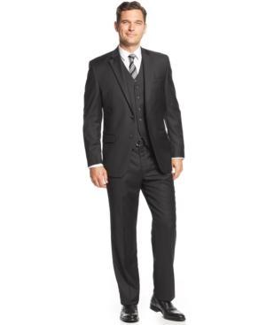 Lauren By Ralph Lauren Black Vested Solid Suit
