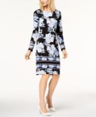 Inc International Concepts Printed Long-sleeve Sheath Dress, Created For Macy's
