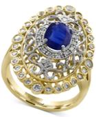 Effy Royale Bleu Blue Sapphire (1-3/8 Ct. T.w.) And Diamond (1/2 Ct. T.w.) In 14k Gold And White Gold