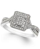 Diamond Crossover Ring In Sterling Silver (1/4 Ct. T.w.)