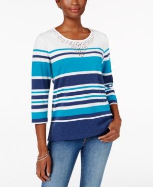 Alfred Dunner Striped Studded Top
