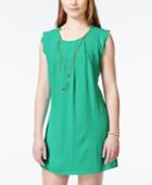 Speechless Juniors' Scalloped Shift Dress With Necklaces